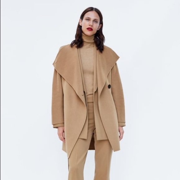 zara camel wrap coat